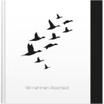 Kondolenzbuch 'Vögel - Wir nehmen Abschied' weiß schwarz Trauer Trost
