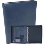 Blaue Schreibmappen & Collegemappen mit Reißverschluss DIN A4 aus Leder für Herren 