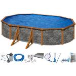 Blaue Konifera Ovale Poolsets & Pool Komplettsets mit Sandfilter 