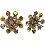 Konplott: Ohrstecker Magic Fireball classic brown, klassische Kristallblüten-Ohrstecker in gold-braun, für Damen/Frauen