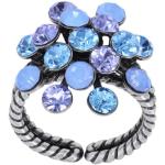 Konplott: Ring Magic Fireball blue, klassischer Kristallblütenring in hellblau, für Damen/Frauen