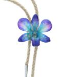 Konservierte Lila Türkis Orchidee 36" Bolo Tie, Wählen Sie Schwarz, Natürliche Jute Oder Weiße Boloschnur, Hergestellt in Den Usa, Je 1