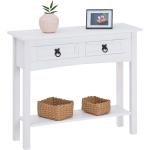 Weiße CARO-Möbel Konsolentische aus Massivholz mit Schublade Breite 0-50cm, Höhe 0-50cm, Tiefe 0-50cm 