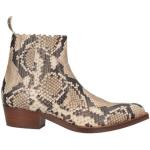 Beige Animal-Print Kuba-Absatz Cowboy-Boots & Cowboystiefeletten aus Leder für Damen Größe 39 