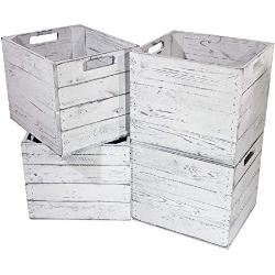 Kontorei® Holzkiste Vintage für Kallax Regale weiß/Weiss 33cm x 37,5cm x 32,5cm 12er Set Einlagekiste grau IKEA Kallax Obstkisten Weinkiste Expedit Einsatz
