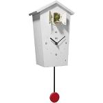 KOOKOO Birdhouse Weiss, Moderne Design Kuckucksuhr, mit 12 Vogelstimmen oder Kuckuck, Aufnahmen aus der Natur