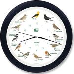 KOOKOO Singvögel Schwarz-Blau, Die Singende Vogeluhr, mit 12 heimischen Singvögeln und echten, natürlichen Vogelstimmen, mit RC Funkquarzwerk