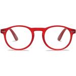 Reduzierte Rote Animal-Print Runde Vollrand Brillen aus Kunststoff für Herren 