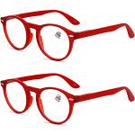 Rote Animal-Print Runde Vollrand Brillen aus Kunststoff für Herren 