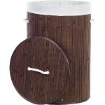 Dunkelbraune Boho Beliani Runde Körbe mit Deckel 40 cm aus Massivholz mit Deckel 
