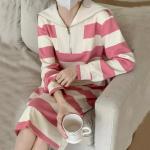 Pinke Casual Langärmelige Sweatkleider mit Reißverschluss aus Polyester für Damen Größe L Große Größen für den für den Sommer 