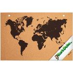 Schwarze Weltkarten mit Weltkartenmotiv aus Kork 