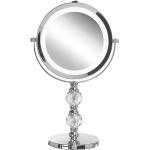 Reduzierte Silberne Beliani Runde Schminkspiegel & Kosmetikspiegel glänzend aus Silber LED beleuchtet 