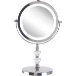Reduzierte Silberne Minimalistische Beliani Runde Schminkspiegel & Kosmetikspiegel aus Silber LED beleuchtet 