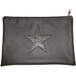 Schwarze Sterne Elegante Herrengeldtaschen mit Reißverschluss aus Kunstleder klein 
