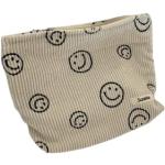 Cremefarbene Emoji Smiley Schminktaschen & Make-Up Taschen mit Reißverschluss aus Cord für Damen klein 