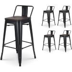 Schwarze Industrial Esszimmerstühle & Küchenstühle aus Holz mit Rückenlehne Höhe 50-100cm 