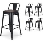 Reduzierte Schwarze Industrial Esszimmerstühle & Küchenstühle aus Holz mit Rückenlehne Höhe 50-100cm 