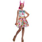 Reduzierte Rosa Enchantimals Bunny-Kostüme mit Glitzer aus Polyester für Kinder Größe 104 