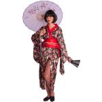 Braune Blumenmuster Asien-Kostüme aus Polyester für Damen Größe M 