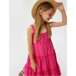 Rosa Unifarbene Koton Midi Basic-Kleider für Kinder aus Baumwolle für Mädchen 