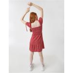 Rote Karo Kurzärmelige Koton Mini Karierte Kleider aus Polyester für Damen Größe S 