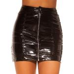 Schwarze Sexy Koucla Mini High Waist Röcke & Taillenröcke mit Reißverschluss für Damen Größe XL 