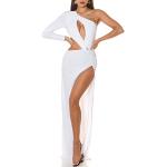 Weiße Sexy Langärmelige Koucla One Shoulder One-Shoulder-Kleider mit Cutwork für Damen Einheitsgröße für Partys 