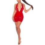 Rote Lack-Optik Koucla Mini Minikleider & kurze Kleider mit Reißverschluss für Damen Größe XL 