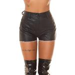 Schwarze Koucla Leder Hotpants mit Strass aus Leder für Damen Größe XS 