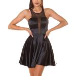Schwarze Ärmellose Koucla Mini Minikleider & kurze Kleider aus Satin für Damen Größe S für Partys 
