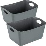 KOZIOL Organizer BOXXX L (Set, 2 St), Aufbewahrungsbox, Made in Germany, 100% recyceltes Material, 15 Liter, grau, recycled ash grey