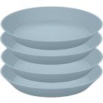 Koziol Connect Plate Teller aus Bio Plastik, 4er Set Tiefer Teller - 24 cm, nature flower blue Ø 24 cm