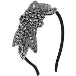 KQueenStar 1920er Jahre Flapper Stirnband - Perlen Blatt Kopfschmuck Crystal Vintage 1920 Accessoires für Frauen Gatsby Halloween Theme Party (Schwarz-2)