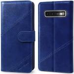 Reduzierte Blaue Elegante Samsung Galaxy S10 Cases Art: Flip Cases mit Bildern aus Leder stoßfest 
