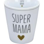 Krasilnikoff Becher Happy Mug SUPER MAMA mit HERZ Gold Kaffeebecher 250 ml Tasse
