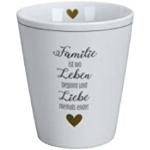 Krasilnikoff - Becher, Tasse, Happy Mug - Familie Leben Liebe - Porzellan - Farbe: weiß - (ØxH) 8,7 x 10 cm