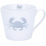 Krasilnikoff Tasse »Happy Cup CRAB weiß grau aus Porzellan Krabbe Kaffeebecher Becher Tasse Beach«