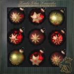 Krebs Glas Lauscha Weihnachtsbaumkugel »Schneeflocken, Weihnachtsdeko, Christbaumschmuck« (9 St), mundgeblasen, rot/grün, rot