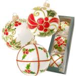 Reduzierte Rote Krebs Glas Lauscha Christbaumkugeln & Weihnachtsbaumkugeln aus Glas mundgeblasen 3-teilig 