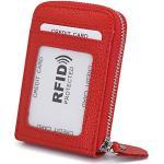 Kreditkartenetui Herren Damen Mit Münzfach Geldklammer Geldbörse Reißverschluss Zip Around Mini Handtasche Tasche RFID Schutz (Rot)
