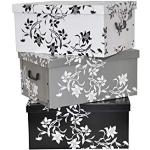 Schwarze Motiv Moderne Kreher Technik Aufbewahrungsboxen mit Deckel mit Blumenmotiv 3-teilig 