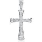 Silberne UNIQUE Kreuzanhänger mit Zirkonia für Herren 