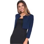 Blaue 3/4-ärmelige Pullover mit Schleife aus Polyester für Damen Größe XS 
