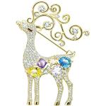 Goldene Elegante Damenbroschen mit Weihnachts-Motiv mit Zirkonia Weihnachten 