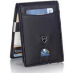 Schwarze Mini Geldbörsen mit Reißverschluss aus Kunstleder mit RFID-Schutz für Herren 