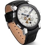 Kronsegler Meteorit Herren Armbanduhr Automatik mit Lederband Stahl-schwarz/Weiss limitiert mit Meteoritgestein