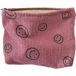 Rosa Emoji Smiley Schminktaschen & Make-Up Taschen mit Reißverschluss aus Cord für Damen klein 