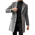 Graue Mini Stehkragen Trenchcoats kurz aus Wolle für Herren Größe M für den für den Winter 