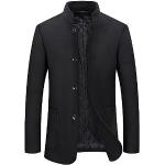 Schwarze Business Mini Stehkragen Trenchcoats kurz mit Knopf aus Wolle für Herren Größe L für den für den Frühling 